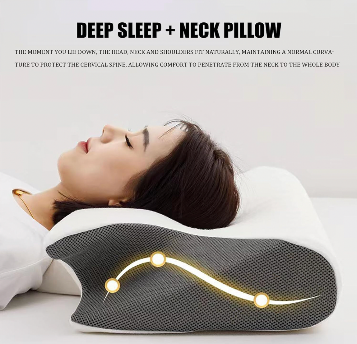 Almohada con memoria para dormir, almohadas para el cuello de espuma viscoelástica de mariposa, para dormir contorneado, alivio del dolor en el cuello, soporte para el estómago, almohada cómoda