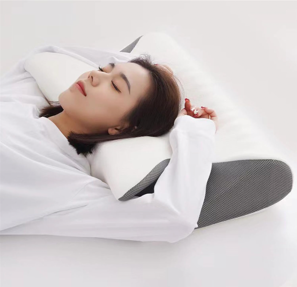 Almohada con memoria para dormir, almohadas para el cuello de espuma viscoelástica de mariposa, para dormir contorneado, alivio del dolor en el cuello, soporte para el estómago, almohada cómoda