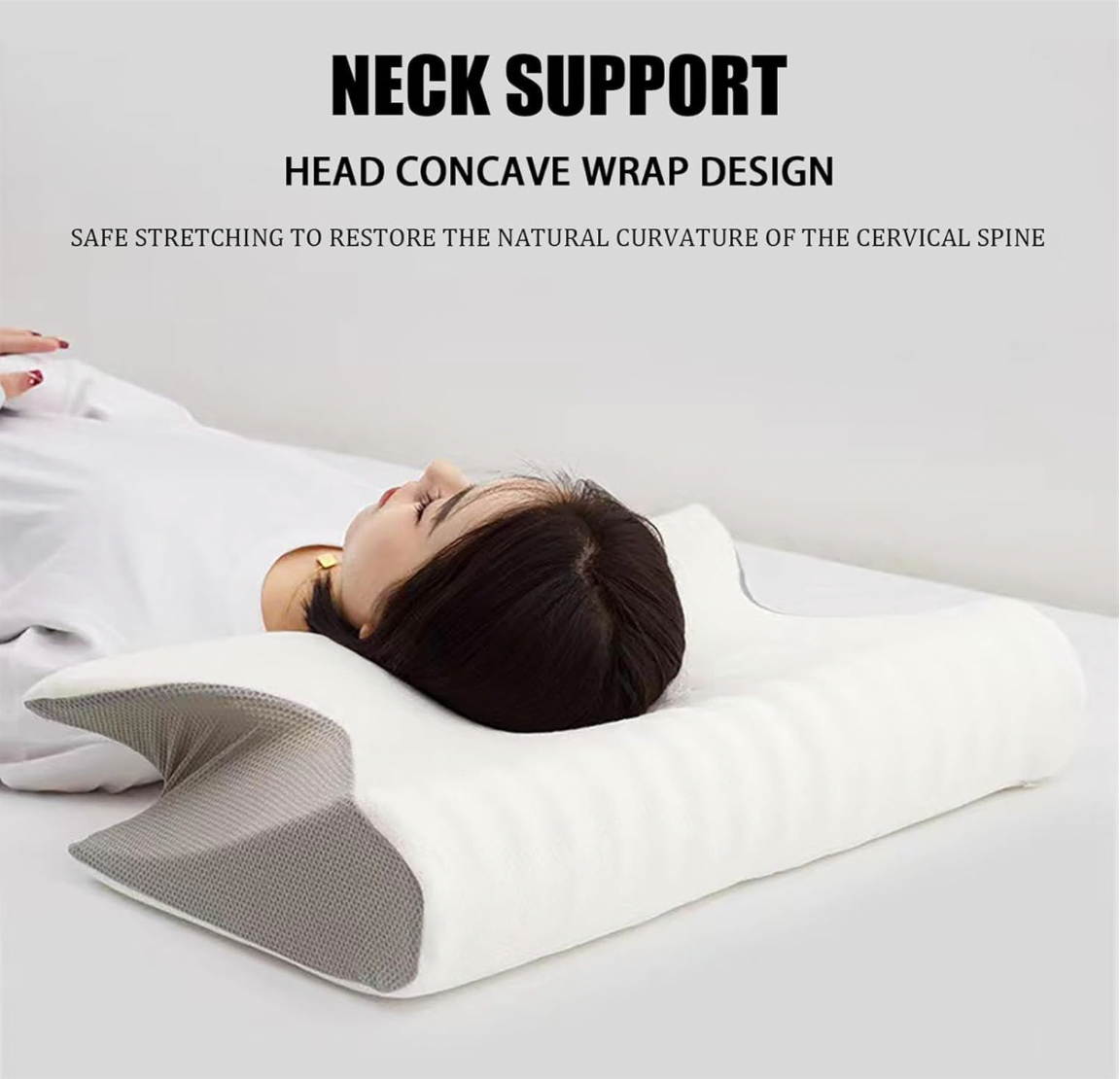 Almohada con memoria para dormir, almohadas para el cuello de espuma viscoelástica de mariposa, para dormir contorneado, alivio del dolor en el cuello, soporte para el estómago, almohada cómoda
